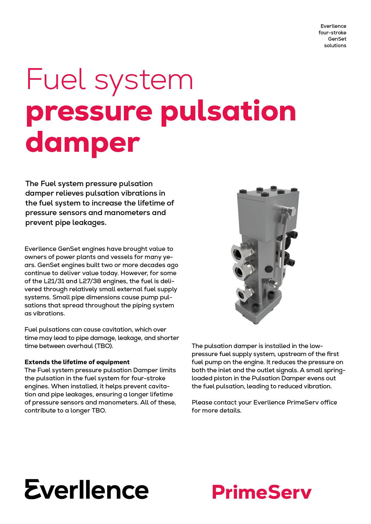 Fuel system pressure pulsation damper